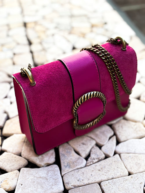 HANDBAG GAELLE FUSCHIA LEATHER