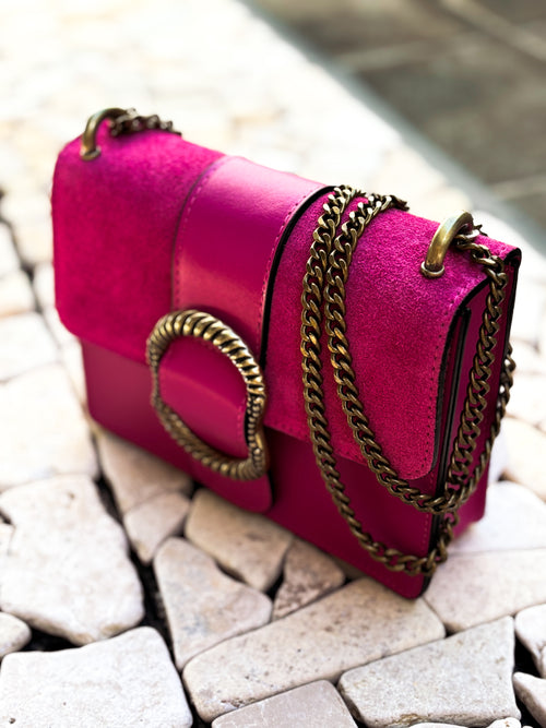 HANDBAG GAELLE FUSCHIA LEATHER