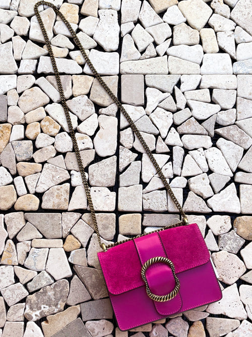 HANDBAG GAELLE FUSCHIA LEATHER