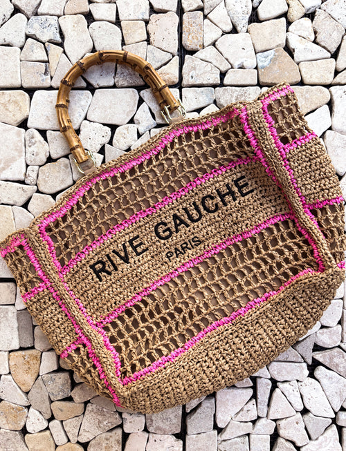 HANDBAG JADE PINK/TAUPE RAFFIA - PRE ORDER