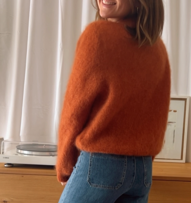 KNIT CARDI MAUDE RUST MOHAIR WOOL