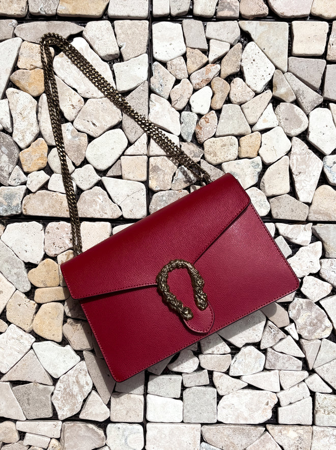 HANDBAG ELOISE RED WINE LEATHER