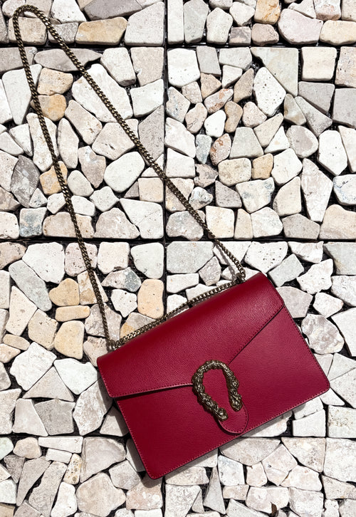 HANDBAG ELOISE RED WINE LEATHER