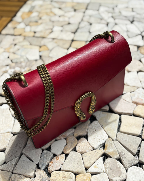 HANDBAG ELOISE RED WINE LEATHER