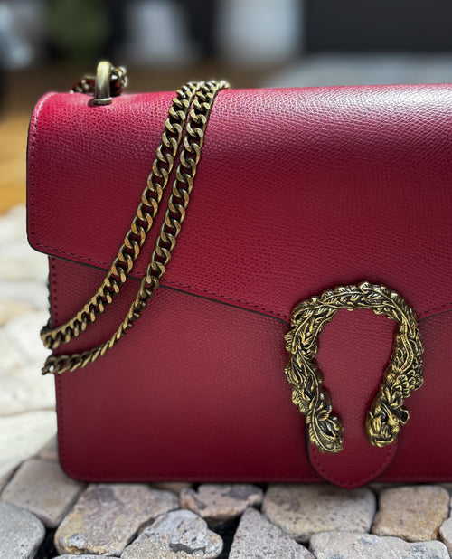 HANDBAG ELOISE RED WINE LEATHER