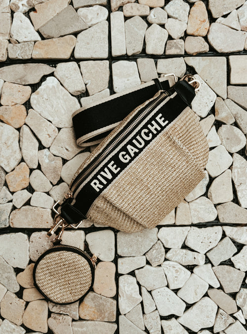 BUMBAG MEGANE RAFFIA BLACK/ECRU