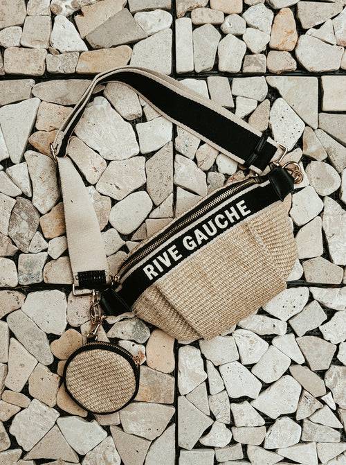 BUMBAG MEGANE RAFFIA BLACK/ECRU