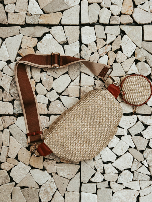 BUMBAG MEGANE RAFFIA BROWN/ECRU