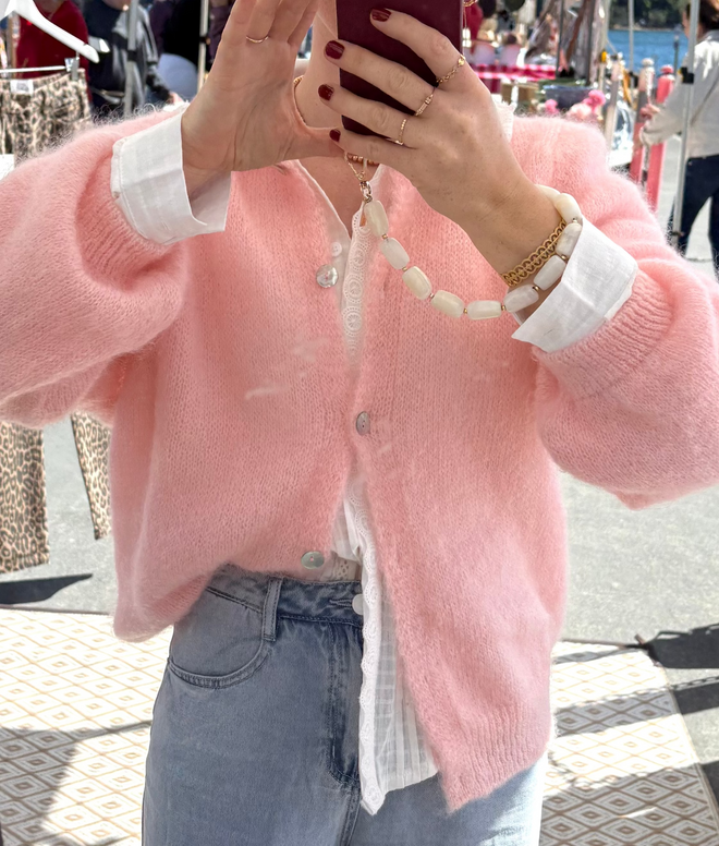 Knit Cardigan Maude Baby Pink Mohair/Wool