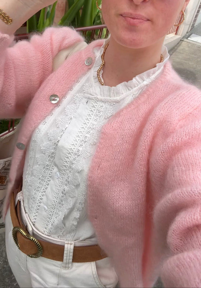 Knit Cardigan Maude Baby Pink Mohair/Wool