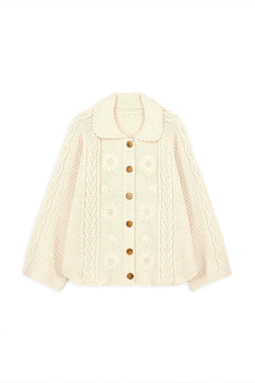 CARDIGAN KNITTED CAPE KHELLANE CREAM - LOUISE MISHA