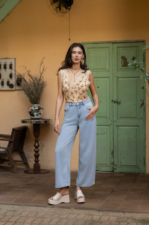 Pants Lydie Wide Blue Cropped