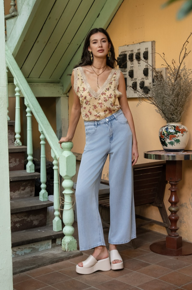 Pants Lydie Wide Blue Cropped