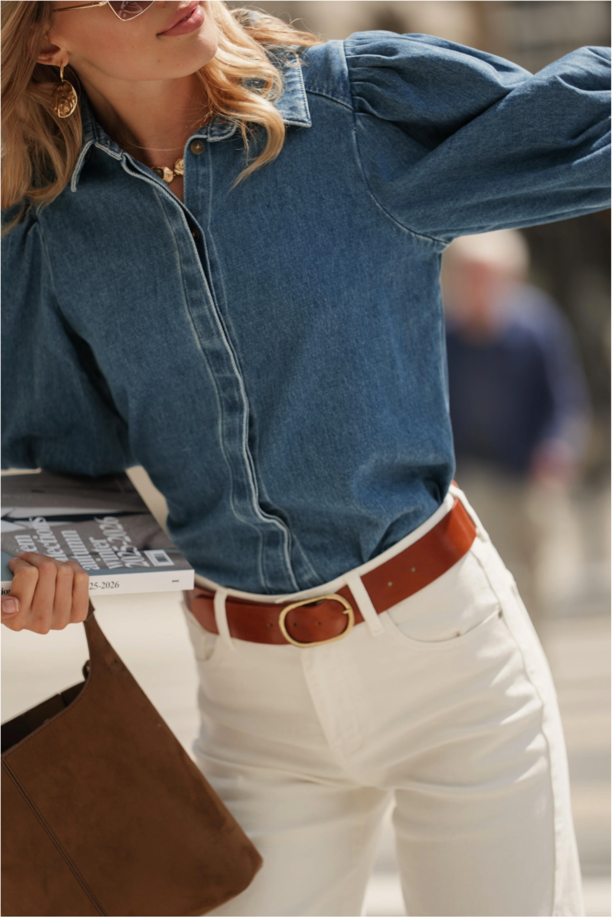 Blouse Raëlle Blue Denim – Maison Torrini Paris