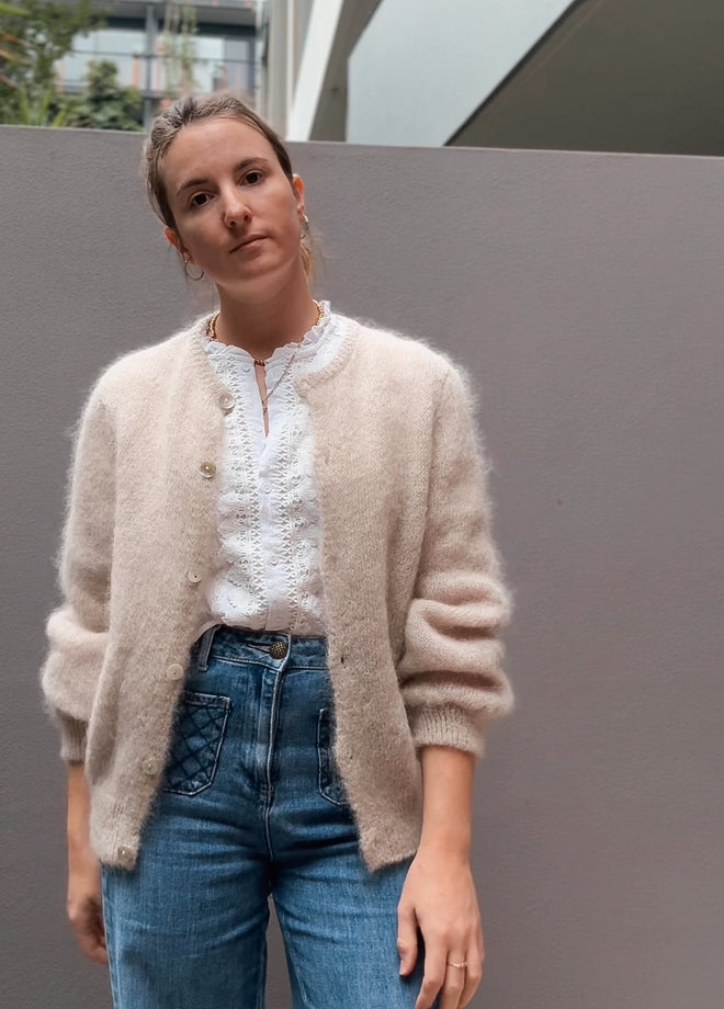 Knit Cardigan Maude Taupe Mohair/Wool