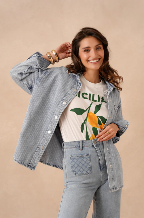 JACKET SELINA DENIM STRIPED