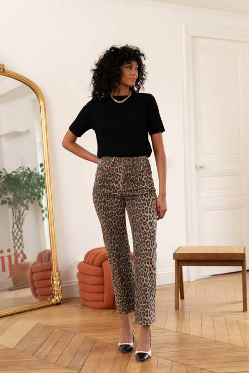 JEANS GABRIEL LEOPARD STRAIGHT