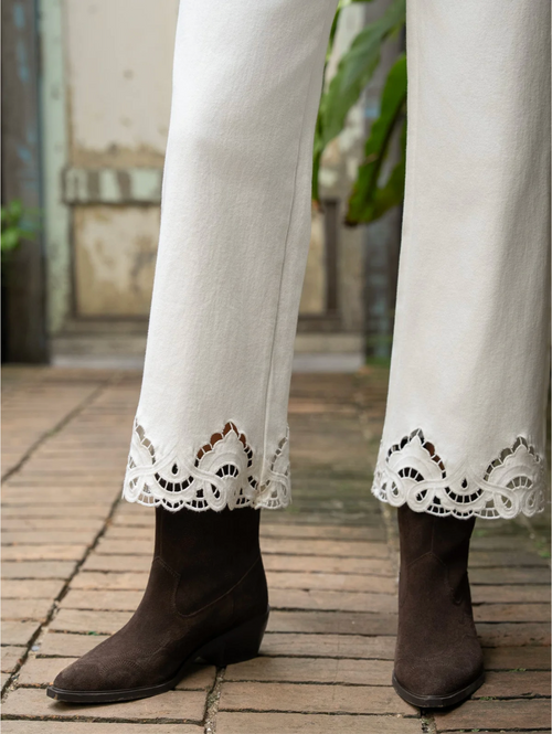 Jeans Céline Broderie Anglaise Blanc