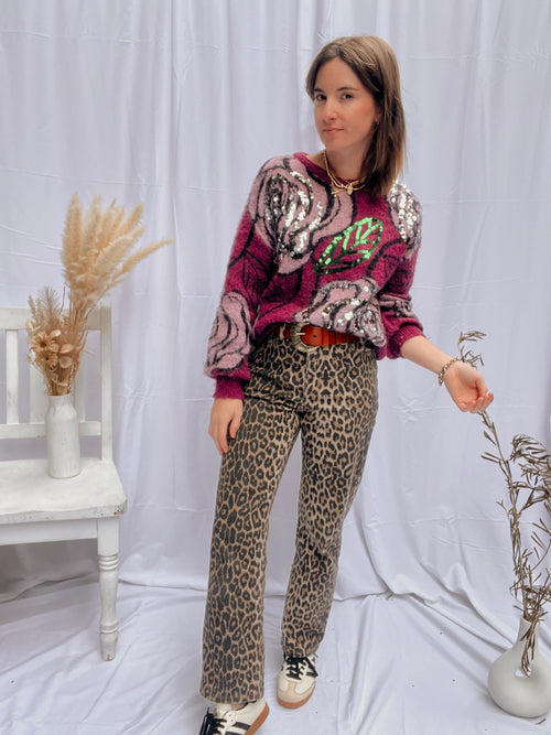 JEANS GABRIEL LEOPARD STRAIGHT