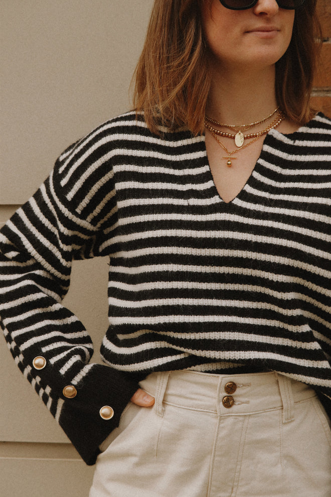Knit Serena Mariniere Black/Ecru