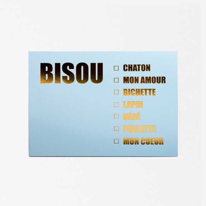 CARD "BISOU" BLUE