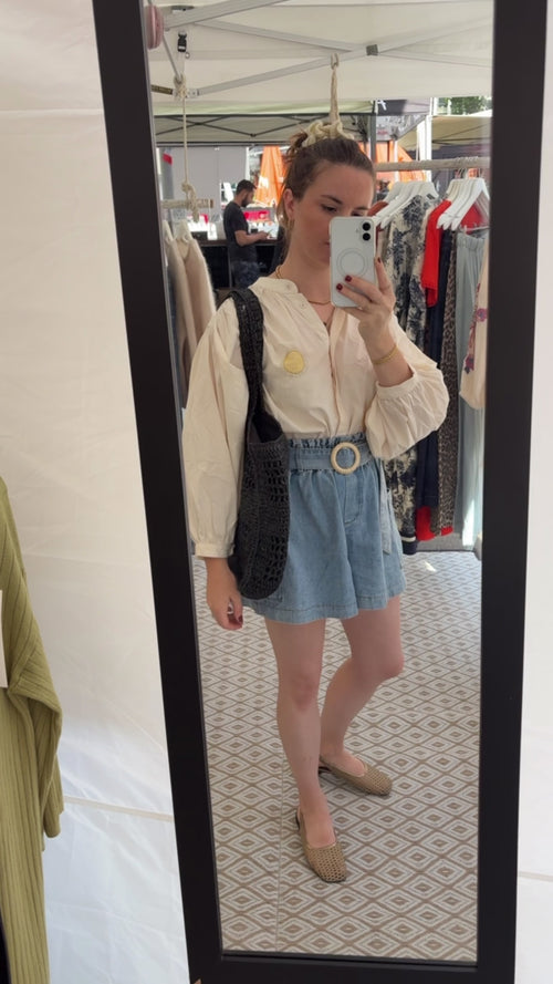 Handbag June Black/Taupe Raffia Grand